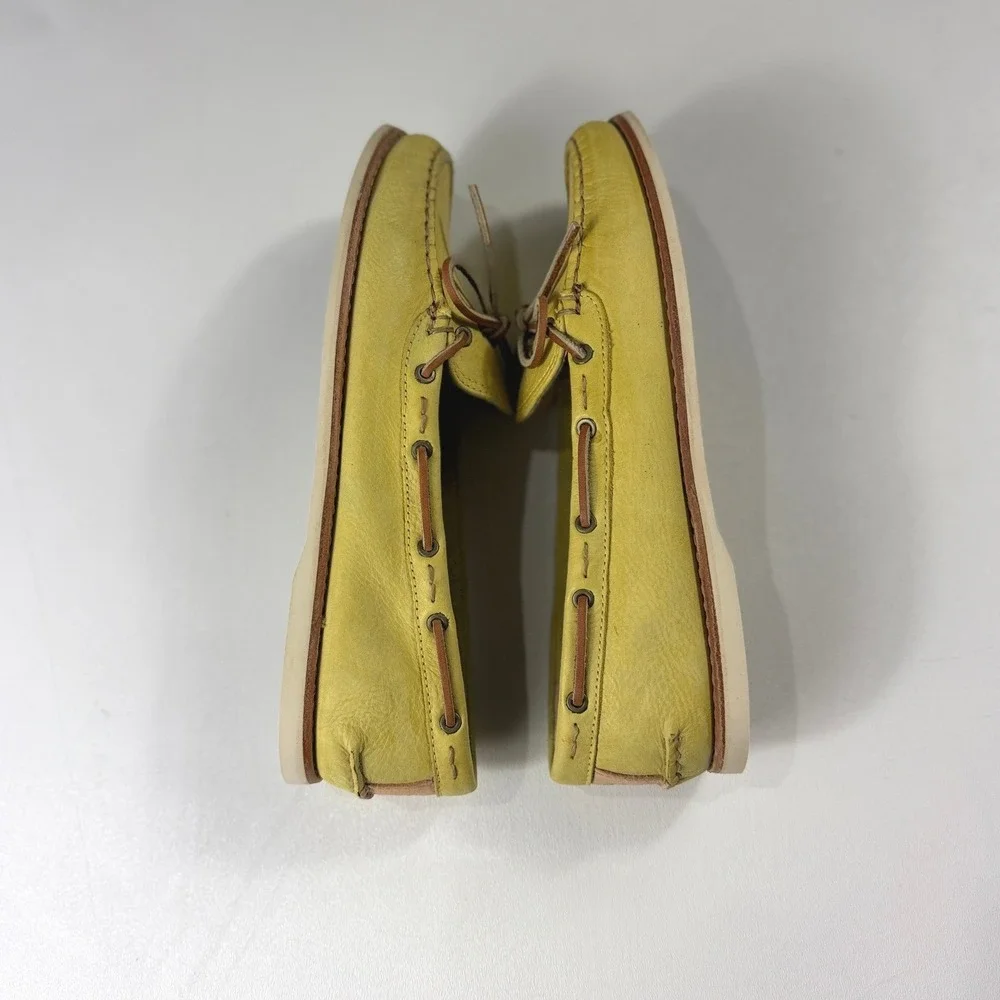 Frye Quincy Tie Yellow Leather Boat Shoes Loafers Mens Size 10M 72548